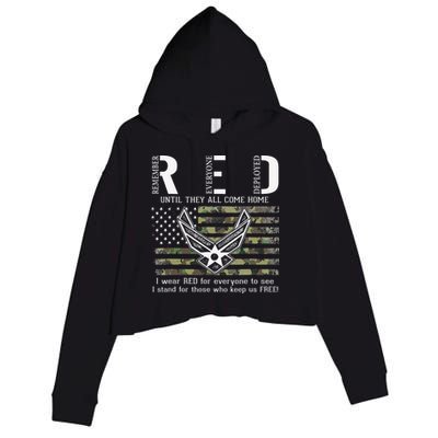 US Air Force Support RED Friday Remember Everyone Deployed Crop Fleece Hoodie