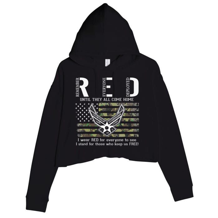 US Air Force Support RED Friday Remember Everyone Deployed Crop Fleece Hoodie