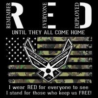 US Air Force Support RED Friday Remember Everyone Deployed Metallic Star Ornament