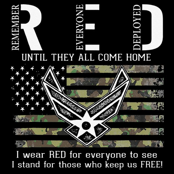 US Air Force Support RED Friday Remember Everyone Deployed Metallic Star Ornament