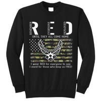 US Air Force Support RED Friday Remember Everyone Deployed Tall Sweatshirt