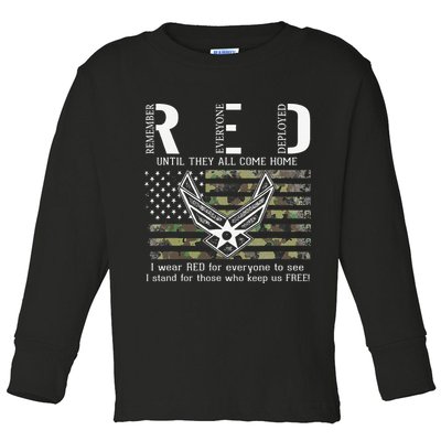 US Air Force Support RED Friday Remember Everyone Deployed Toddler Long Sleeve Shirt