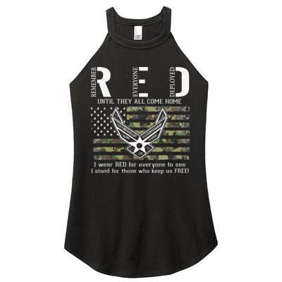 US Air Force Support RED Friday Remember Everyone Deployed Women's Perfect Tri Rocker Tank