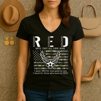 US Air Force Support RED Friday Remember Everyone Deployed Women's V-Neck T-Shirt