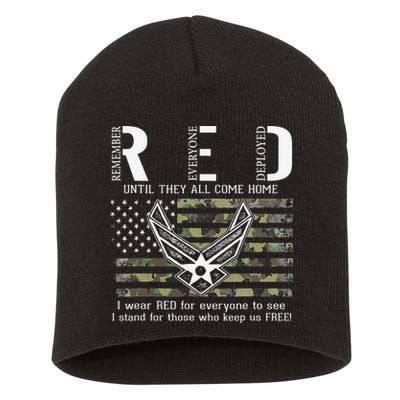 US Air Force Support RED Friday Remember Everyone Deployed Short Acrylic Beanie