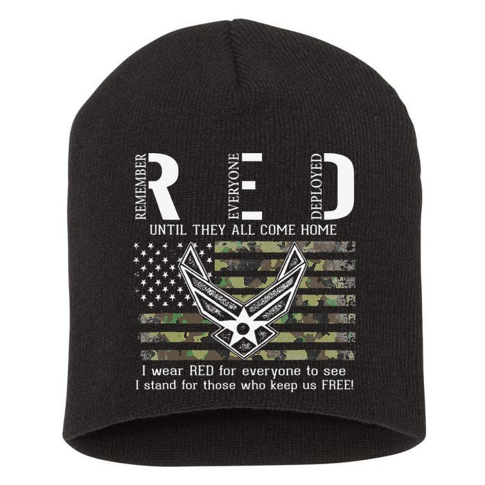 US Air Force Support RED Friday Remember Everyone Deployed Short Acrylic Beanie