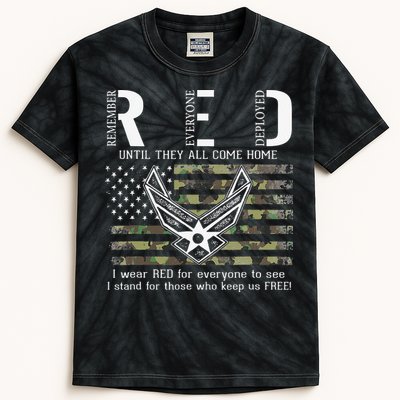US Air Force Support RED Friday Remember Everyone Deployed Kids Tie-Dye T-Shirt