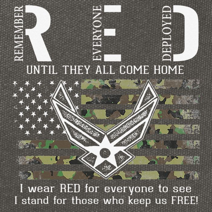 US Air Force Support RED Friday Remember Everyone Deployed Cotton Canvas Backpack