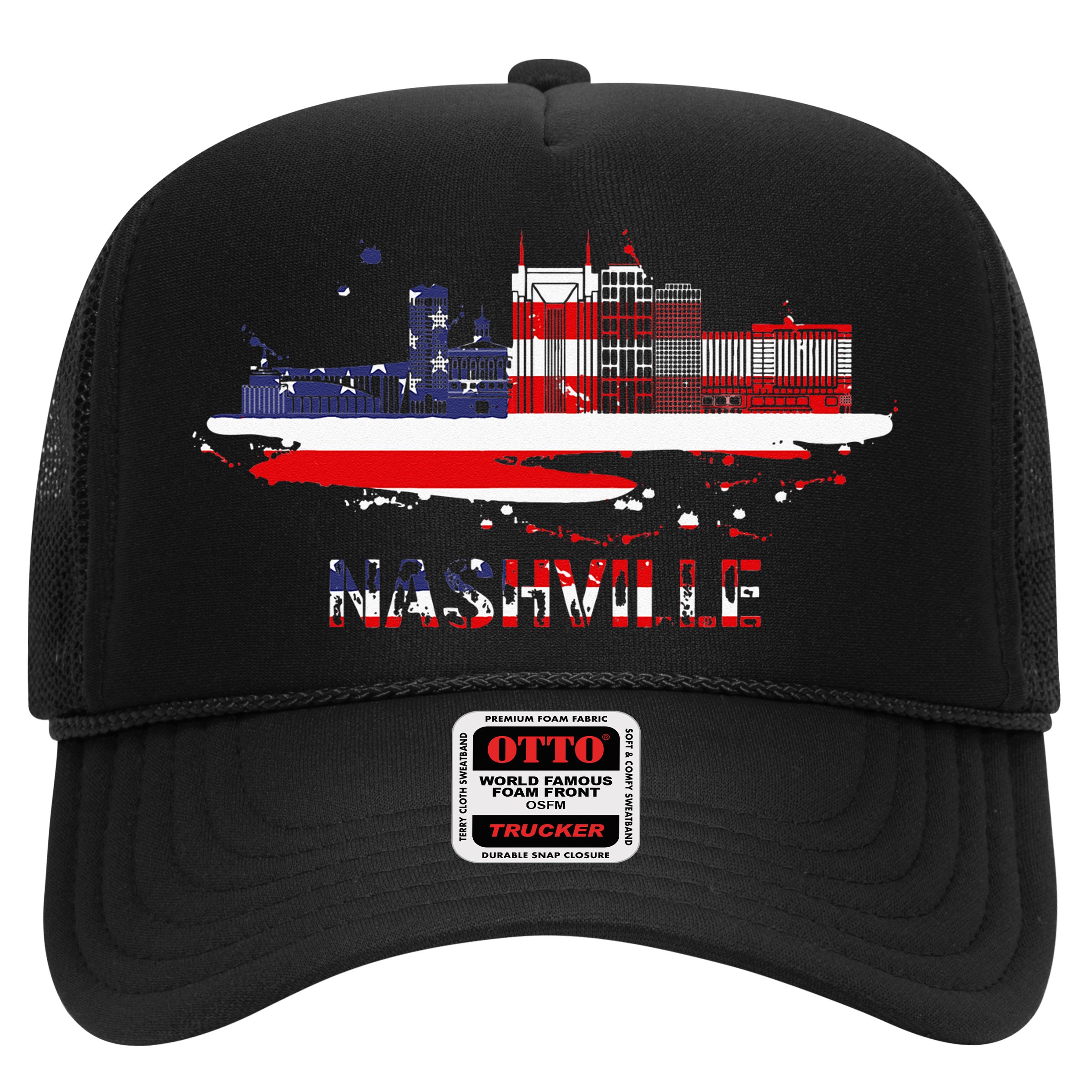 USA American Flag Cityscape Nashville Tennessee Skyline Hat