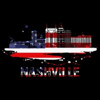 USA American Flag Cityscape Nashville Tennessee Skyline Womens T-Shirt