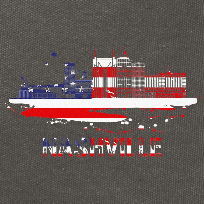USA American Flag Cityscape Nashville Tennessee Skyline Cotton Canvas Backpack