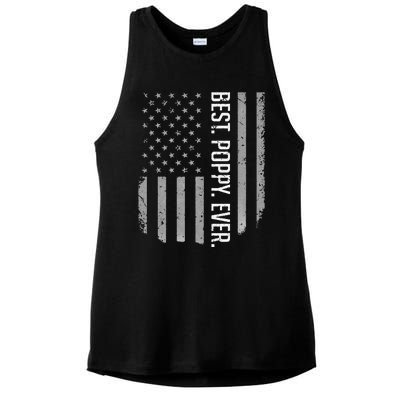 USA American Flag Best Poppy Ever Retro Fathers Day Ladies PosiCharge Tri-Blend Wicking Tank