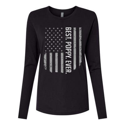 USA American Flag Best Poppy Ever Retro Fathers Day Womens Cotton Relaxed Long Sleeve T-Shirt