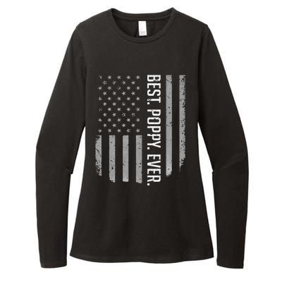 USA American Flag Best Poppy Ever Retro Fathers Day Womens CVC Long Sleeve Shirt