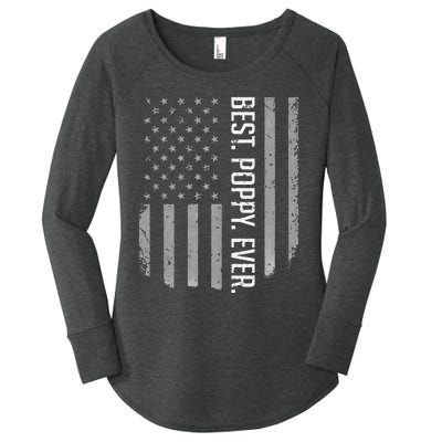 USA American Flag Best Poppy Ever Retro Fathers Day Women's Perfect Tri Tunic Long Sleeve Shirt