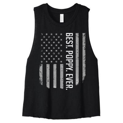 USA American Flag Best Poppy Ever Retro Fathers Day Women's Racerback Cropped Tank