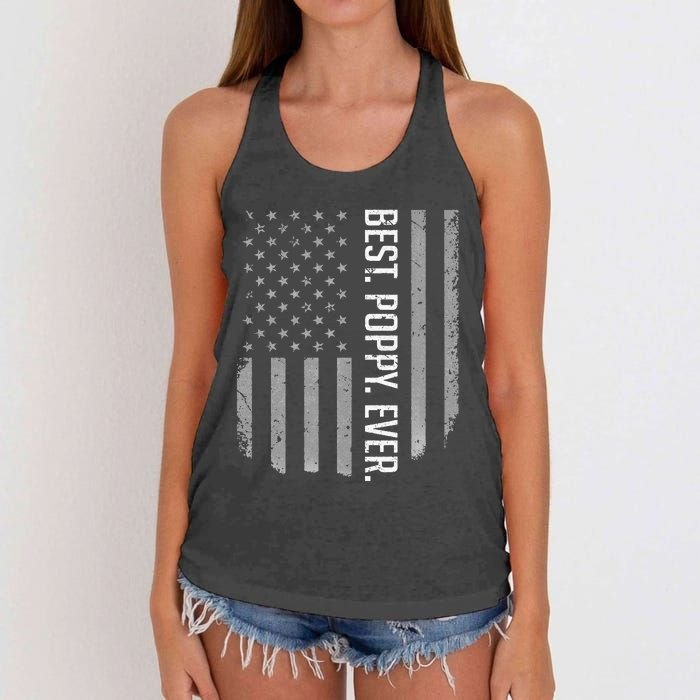 USA American Flag Best Poppy Ever Retro Fathers Day Women's Knotted Racerback Tank