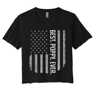 USA American Flag Best Poppy Ever Retro Fathers Day Women's Crop Top Tee