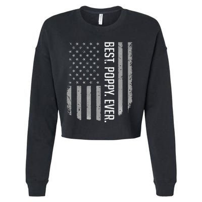 USA American Flag Best Poppy Ever Retro Fathers Day Cropped Pullover Crew