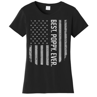 USA American Flag Best Poppy Ever Retro Fathers Day Women's T-Shirt