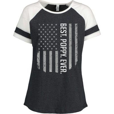 USA American Flag Best Poppy Ever Retro Fathers Day Enza Ladies Jersey Colorblock Tee