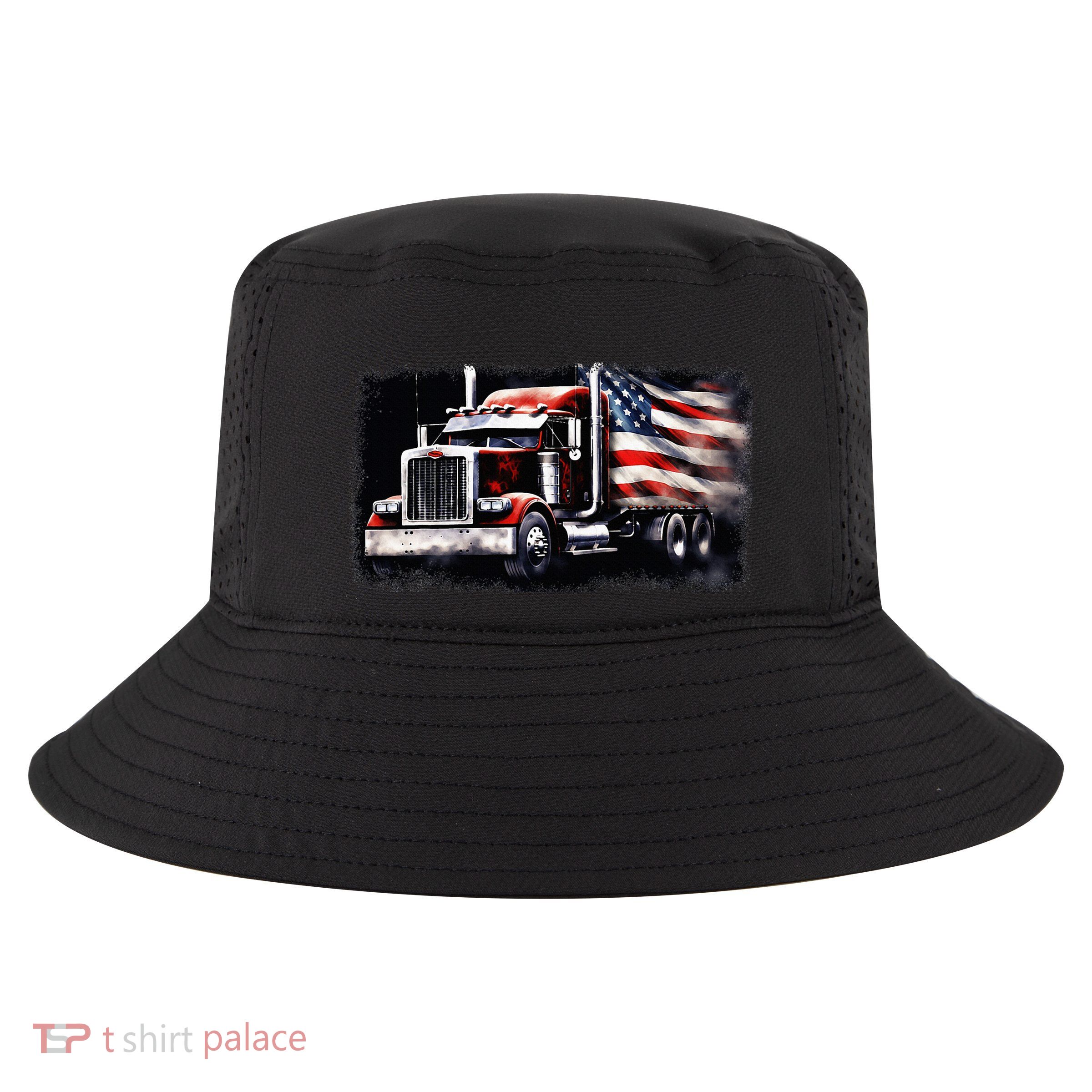 Us American Flag Semi Truck Driver Trucker Cool Comfort Performance Bucket Hat