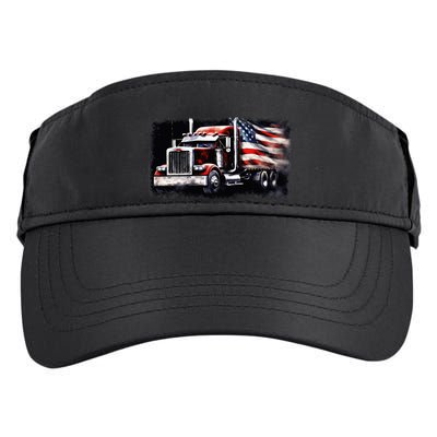 Us American Flag Semi Truck Driver Trucker Adult Drive Performance Visor