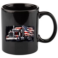 Us American Flag Semi Truck Driver Trucker 11oz C Handle Ceramic Mug