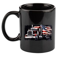 Us American Flag Semi Truck Driver Trucker 11oz C Handle Ceramic Mug