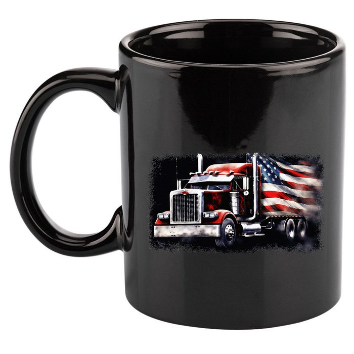 Us American Flag Semi Truck Driver Trucker 11oz C Handle Ceramic Mug