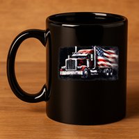 Us American Flag Semi Truck Driver Trucker 11oz C Handle Ceramic Mug