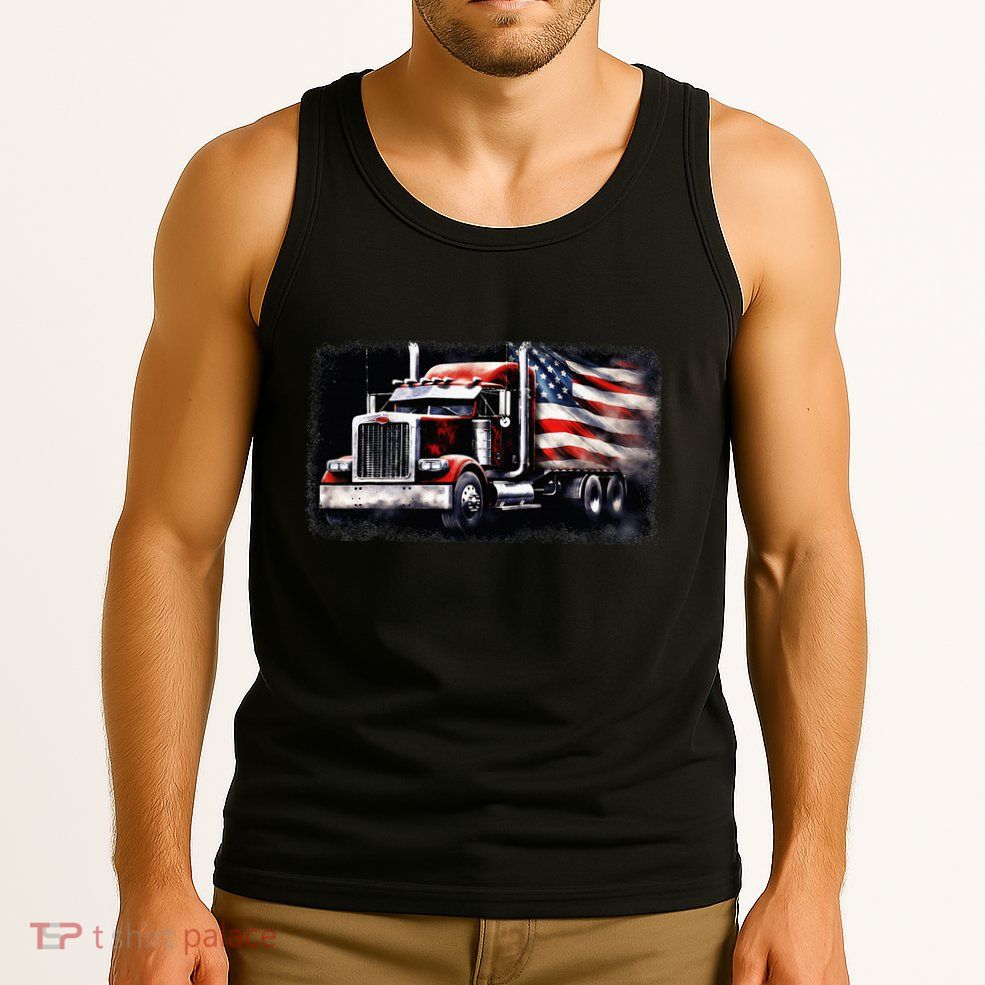 Us American Flag Semi Truck Driver Trucker Tank Top