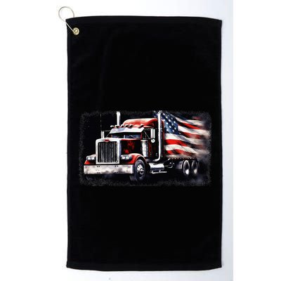 Us American Flag Semi Truck Driver Trucker Golf Towel