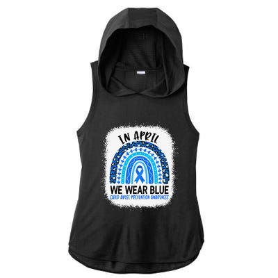 US America Flag Child Abuse Prevention Month April Awareness Ladies PosiCharge Tri-Blend Wicking Draft Hoodie Tank