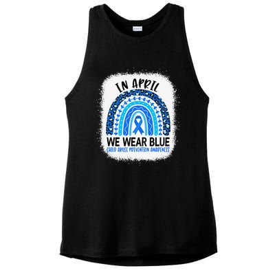 US America Flag Child Abuse Prevention Month April Awareness Ladies PosiCharge Tri-Blend Wicking Tank