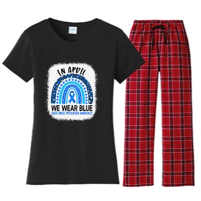 US America Flag Child Abuse Prevention Month April Awareness Women's Flannel Pajama Set