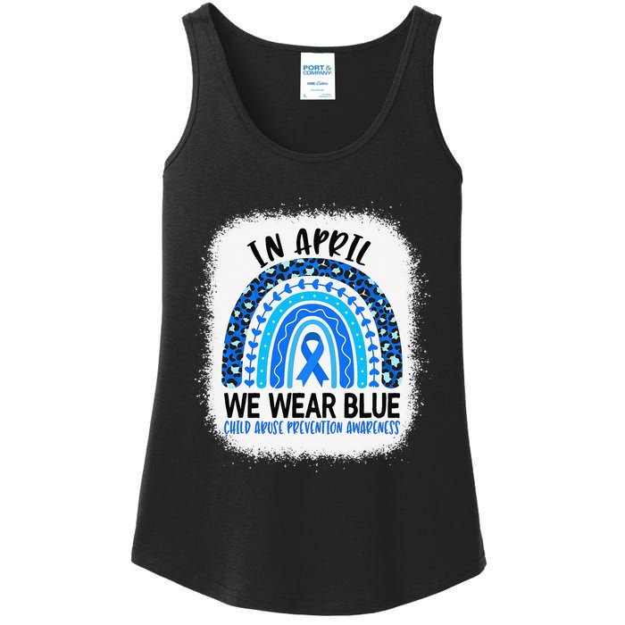 US America Flag Child Abuse Prevention Month April Awareness Ladies Essential Tank