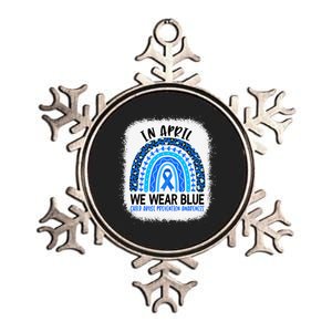 US America Flag Child Abuse Prevention Month April Awareness Metallic Star Ornament