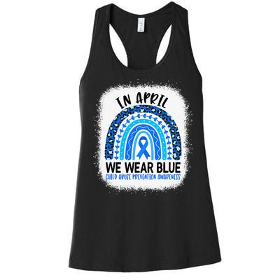 US America Flag Child Abuse Prevention Month April Awareness Women's Racerback Tank