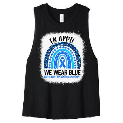 US America Flag Child Abuse Prevention Month April Awareness Women's Racerback Cropped Tank