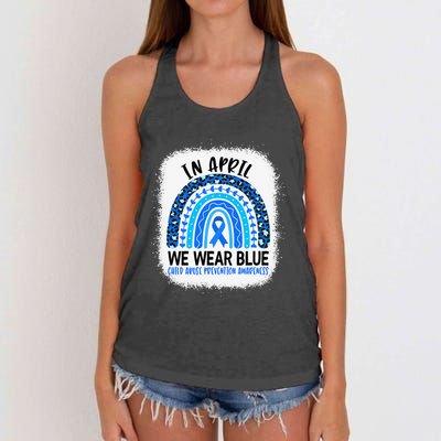 US America Flag Child Abuse Prevention Month April Awareness Women's Knotted Racerback Tank