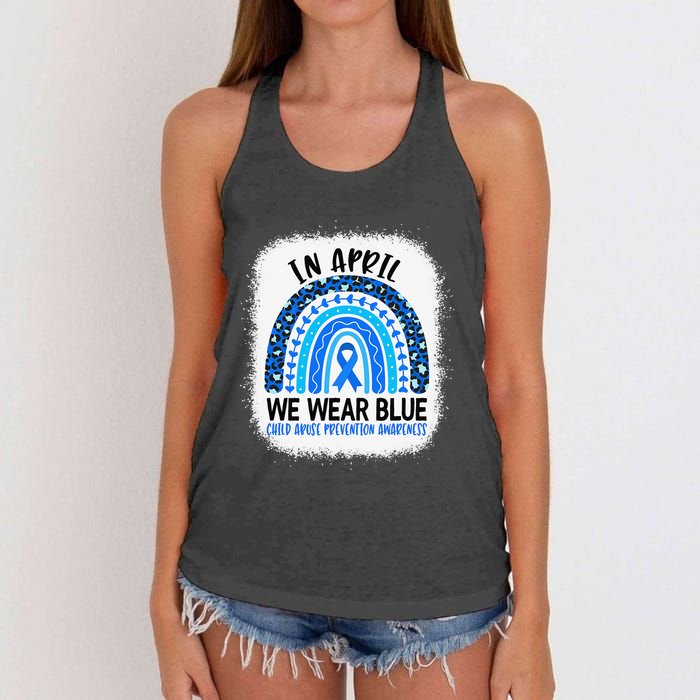 US America Flag Child Abuse Prevention Month April Awareness Women's Knotted Racerback Tank