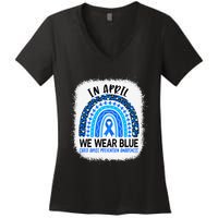 US America Flag Child Abuse Prevention Month April Awareness Women's V-Neck T-Shirt