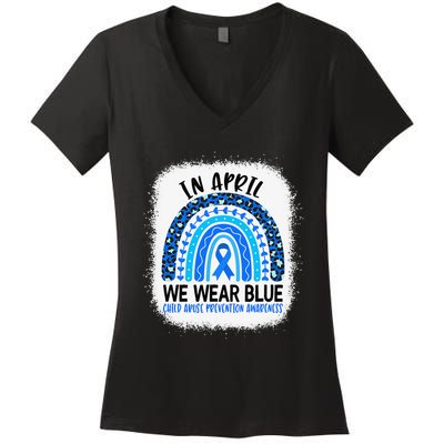 US America Flag Child Abuse Prevention Month April Awareness Women's V-Neck T-Shirt