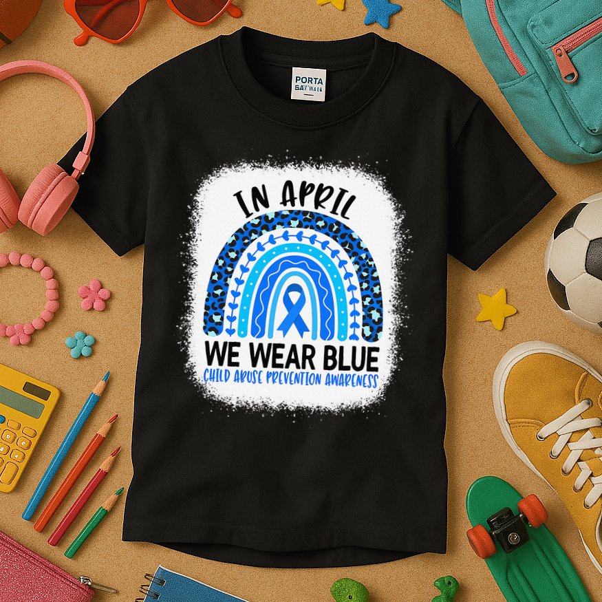 US America Flag Child Abuse Prevention Month April Awareness Kids T-Shirt