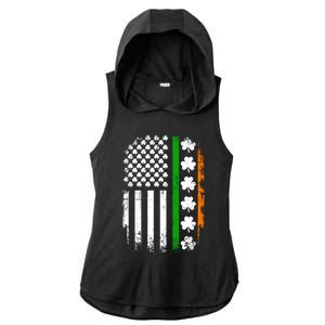 US American Flag With Shamrocks For St Patricks Day Ladies PosiCharge Tri-Blend Wicking Draft Hoodie Tank