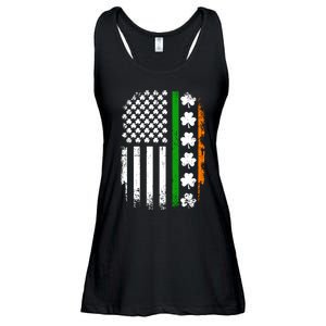 US American Flag With Shamrocks For St Patricks Day Ladies Essential Flowy Tank