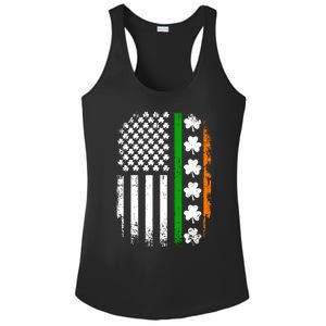 US American Flag With Shamrocks For St Patricks Day Ladies PosiCharge Competitor Racerback Tank