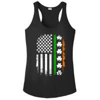 US American Flag With Shamrocks For St Patricks Day Ladies PosiCharge Competitor Racerback Tank