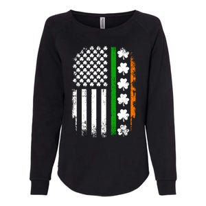 US American Flag With Shamrocks For St Patricks Day Womens California Wash Sweatshirt